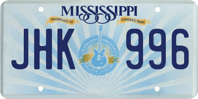 MS license plate JHK996