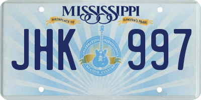 MS license plate JHK997