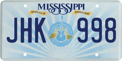 MS license plate JHK998