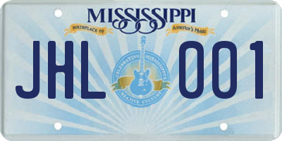 MS license plate JHL001