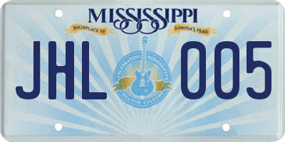 MS license plate JHL005