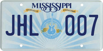 MS license plate JHL007
