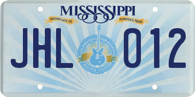 MS license plate JHL012