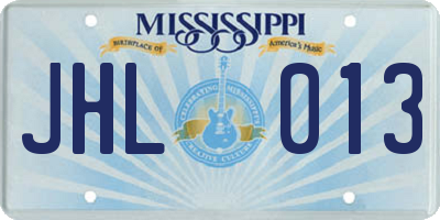 MS license plate JHL013