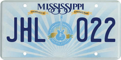 MS license plate JHL022