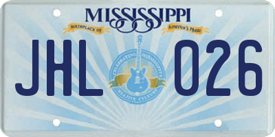 MS license plate JHL026