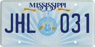 MS license plate JHL031