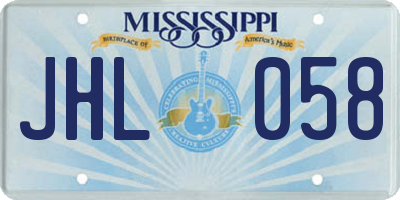 MS license plate JHL058