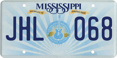 MS license plate JHL068