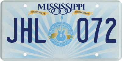 MS license plate JHL072
