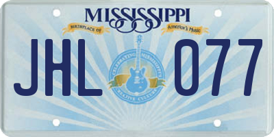 MS license plate JHL077