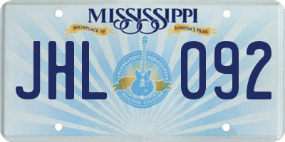MS license plate JHL092