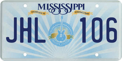 MS license plate JHL106