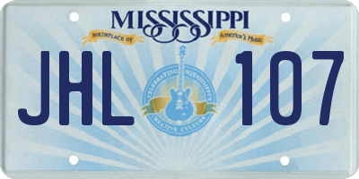 MS license plate JHL107