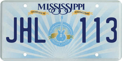 MS license plate JHL113