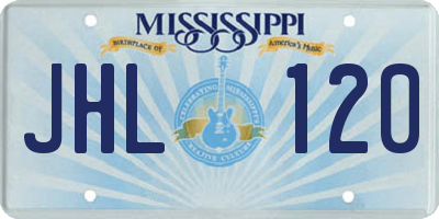 MS license plate JHL120
