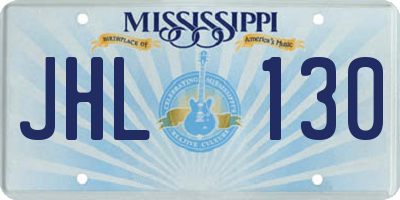 MS license plate JHL130