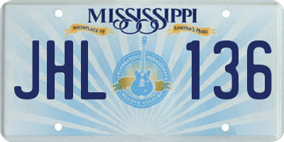 MS license plate JHL136
