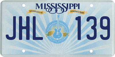 MS license plate JHL139