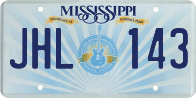 MS license plate JHL143