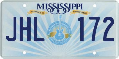 MS license plate JHL172