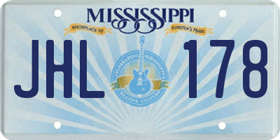 MS license plate JHL178
