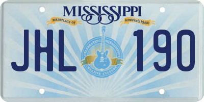 MS license plate JHL190