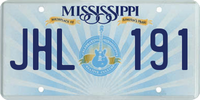 MS license plate JHL191
