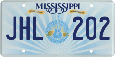MS license plate JHL202