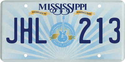 MS license plate JHL213