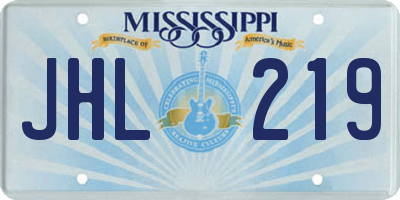 MS license plate JHL219