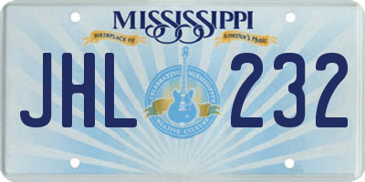 MS license plate JHL232