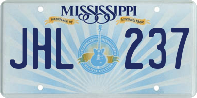 MS license plate JHL237