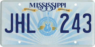 MS license plate JHL243