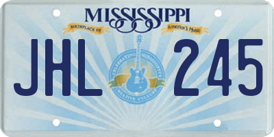 MS license plate JHL245
