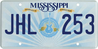 MS license plate JHL253