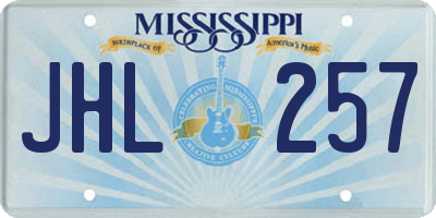 MS license plate JHL257