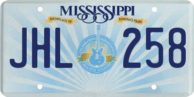 MS license plate JHL258