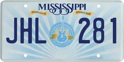 MS license plate JHL281
