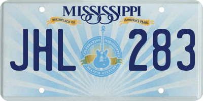 MS license plate JHL283