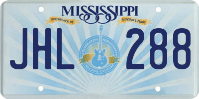 MS license plate JHL288