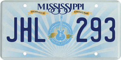 MS license plate JHL293