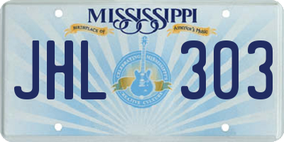 MS license plate JHL303