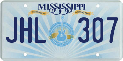 MS license plate JHL307
