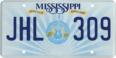 MS license plate JHL309