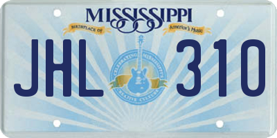 MS license plate JHL310