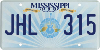 MS license plate JHL315