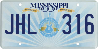 MS license plate JHL316