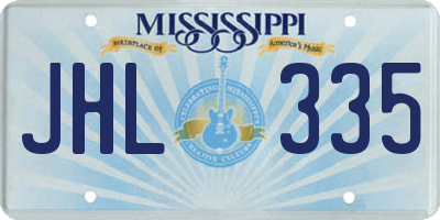 MS license plate JHL335