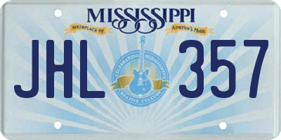 MS license plate JHL357